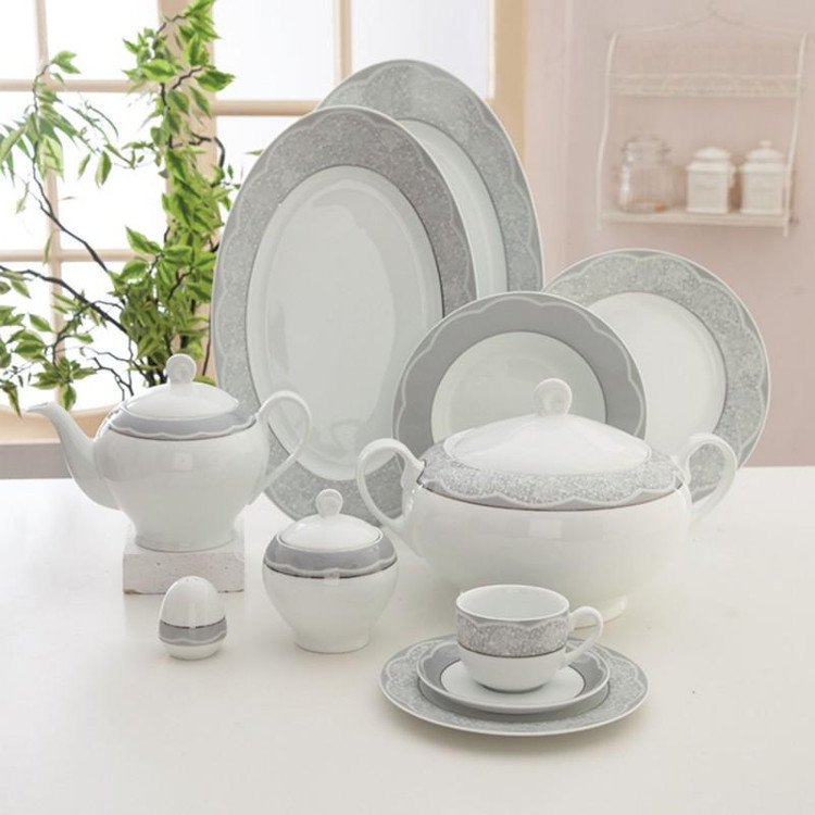 سرویس چینی زرین طرح ایتالیا اف ایزابل پلاتینی درجه عالی 12 نفره102پارچه