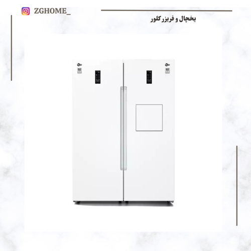یخچال و فریزر دوقلو کلور مدل روسو 27 فوت 70عرض هوم بار یخ ساز اتومات سفید