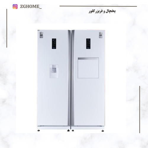 یخچال و فریزر دوقلو کلور مدل گلوری پلاس عرض 60 هوم بار آبریز اتومات سفید