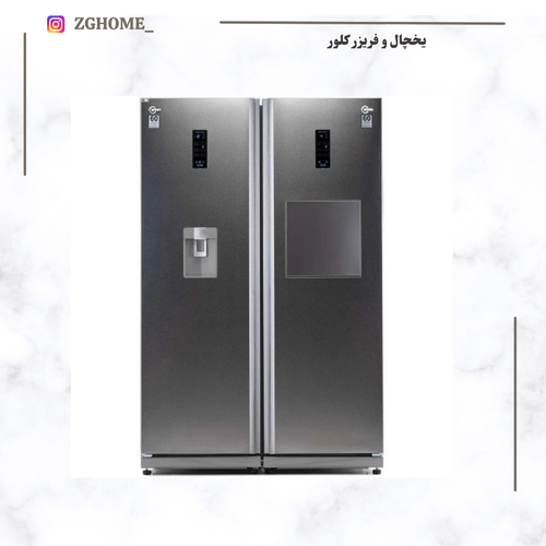 یخچال و فریزر دوقلو کلور مدل گلوری پلاس عرض 60 هوم بار آبریز اتومات استیل