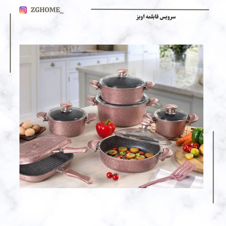 سرویس قابلمه 12پارچه PMTرنگ صورتی